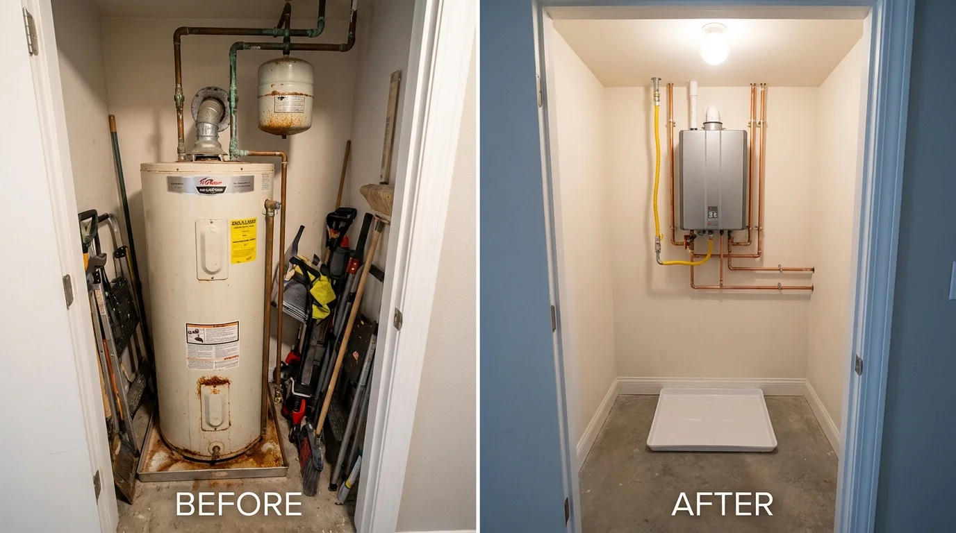 Tank water heater versus wall-mounted tankless unit comparison for Abbeville, AL homeowners